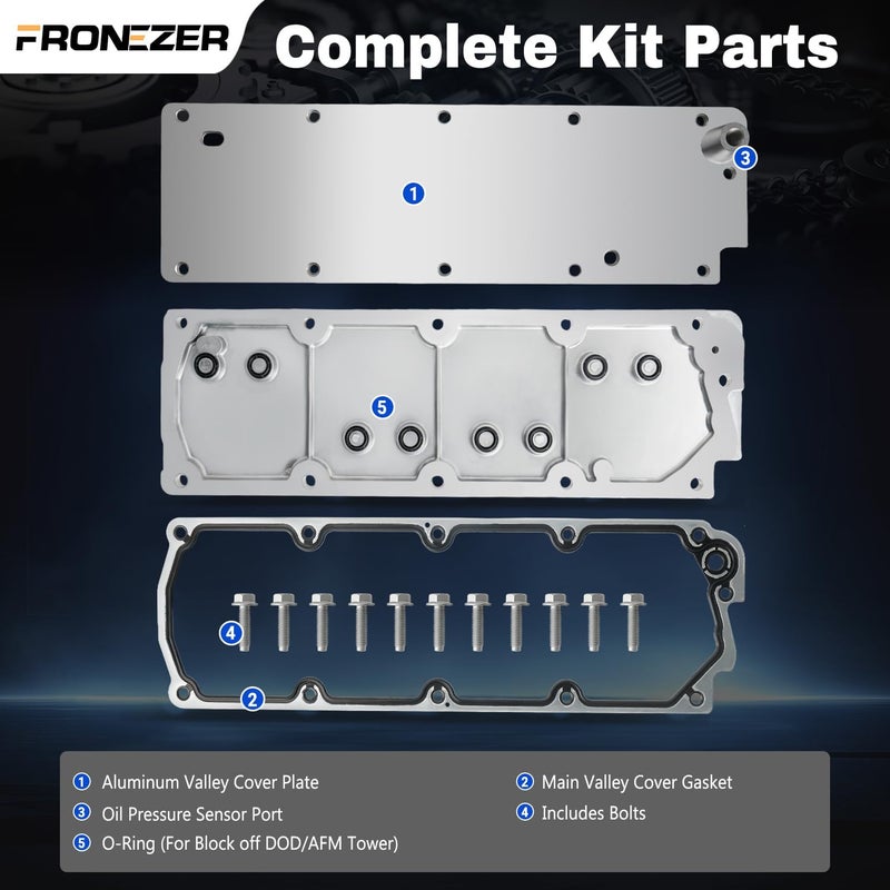 FRONEZER LS Gen 4 (IV) Valley Cover Plate Kit Non AFM DOD Block Off Plate Compatible with Chevy Silverado Express Tahoe Suburban Trailblazer GMC Sierra Savana Yukon Cadillac Escalade H3 Replace 12598832 - Image 5